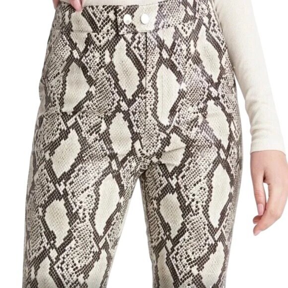2/$30 Choosy Size 0 Faux Leather Snake Cropped Print High-Waisted Pants - Picture 3 of 16